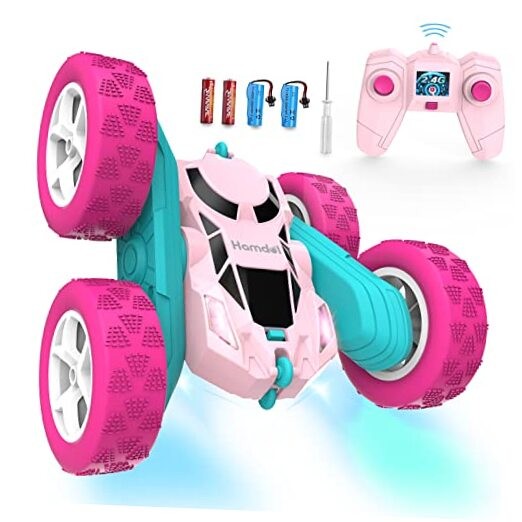 Remote Control Car for Girls, 360° Flipping Stunt Standard (Headlights) Pink