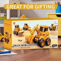 Imaginative Play Construction Toy Set – 4 Safe Trucks for Outdoors & Indoors