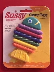 Vintage Sassy Gummy Guppy Teether 2002 Baby Toy Fish Textured Teething Tail New