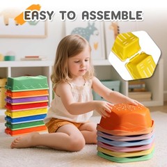 Green Non-Slip Balance Beam Stepping Stones for Kids 3 Years + Stackable