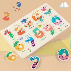 Wooden Number Puzzle for Toddlers 1-3, Educational Toys for 2 4 Year Olds