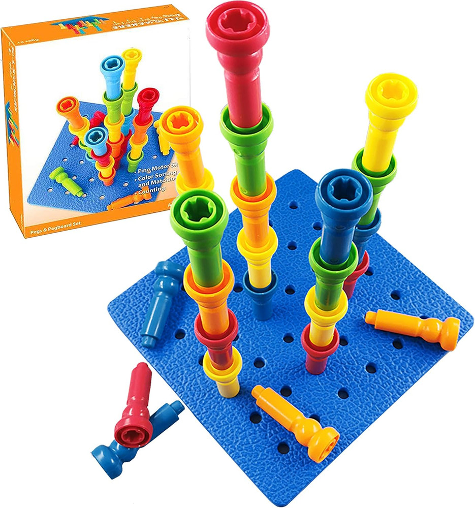 Peg Board Set Toys-Montessori Occupational Therapy Fine Motor Skills Toy, Suitab
