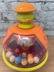 B Toys Ladybug Ball Popping Toy for Toddlers Push, Pop, Spin, Poppitoppy Orange