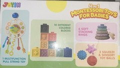 Montessori Toys for Baby 0-3-6-12 Months, 4-In-1 Food-Grade Sensory Toys, Infant
