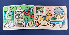 Vintage Johnson & Johnson Baby Bear Plays At Home Vinyl Book Bath 1982 Used