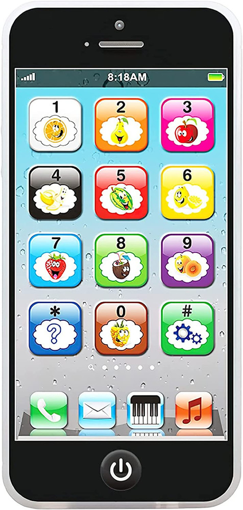 Learning Play Cell Phone for Toddlers 12-18 Months, 8 Functions, Black