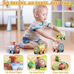 Keamaidy Baby Train Car Toys for Toddler 1-3, 4PCS Press to Go 7.4 inches