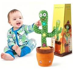 Dancing Cactus, Talking Cactus Baby Toy, Colorful Glowing Repeating Cactus To…