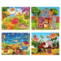 Wooden Jigsaw Puzzles for Kids Age 3-5 Year Dinosaur+Animal+Sea Life+Insect