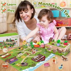 Montessori Wooden Sensory Toddler Toys: Toy for 1 Year Old Boys Girls Birthday