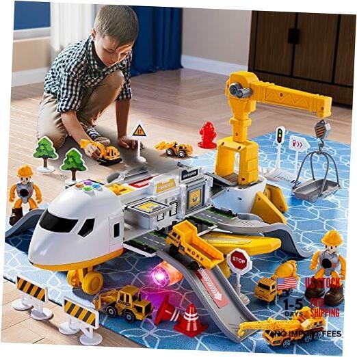 25 Pack Transport Construction Airplane Toy Play Vehicles Set for Kids Gifts,
