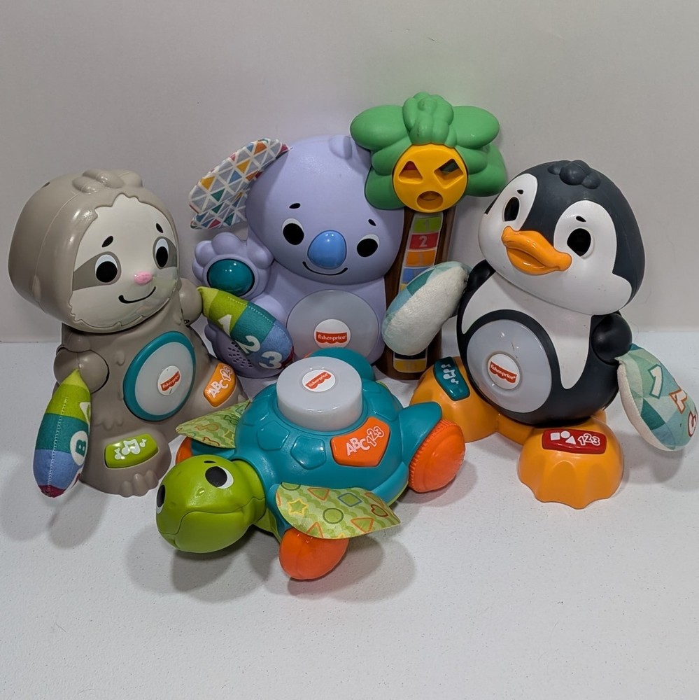 Fisher-Price Linkimals Lights & Colors Sloth Penguin Turtle Koala Lot of 4 Works