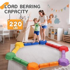 Green Non-Slip Balance Beam Stepping Stones for Kids 3 Years + Stackable