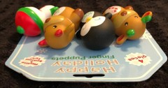 Christmas Reindeers/Snowman/Penguin Vinyl Finger Puppets/Bathtime/Tub Toys-NEW