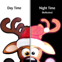 Jumbo Reflective Magnetic Santa’S Helper Reindeer Face Car Decorations Kit – Fun