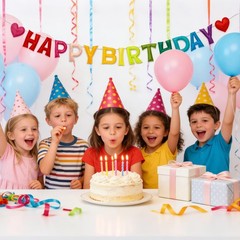 Colorful Pre-Strung 3D Happy Birthday Banner with Heart, Reusable Happy Felt …
