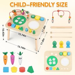 Activity Table for 1+ Year Old, 7 in 1 Wooden Montessori Activity Center Play…
