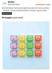 Glo Pals Water-Activated Light-Up Cubes for Sensory Play – 12 Pack NEW