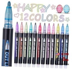 Yangmei Outline Glitter Markers, Teen Girl Gifts Trendy Stuff, Art 12 Colors