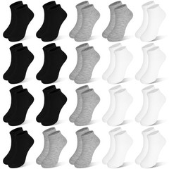 Kids Socks Ankle Low Cut Short Athletic Boys Girls Toddler 1-13 Years 20 Pairs