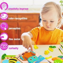 Wooden Puzzles for Toddlers 2-4,6 Pack Animal Puzzles Educational Learning Toys
