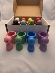 12PCS Color Sorting Cups Wood Color Sorting Sensory Toy