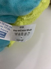 Dolce Play & Learn Whale Plush Interactive Baby Toy Textured Zipper Motor Skills