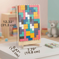 Wooden Puzzle Blocks Montessori Brain Blocks Stacki Style 10 Challenge Cards
