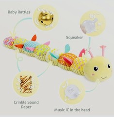 Musical Caterpillar Baby Toy Infants 6-12 Months with Multi-Sensory 20” EUC