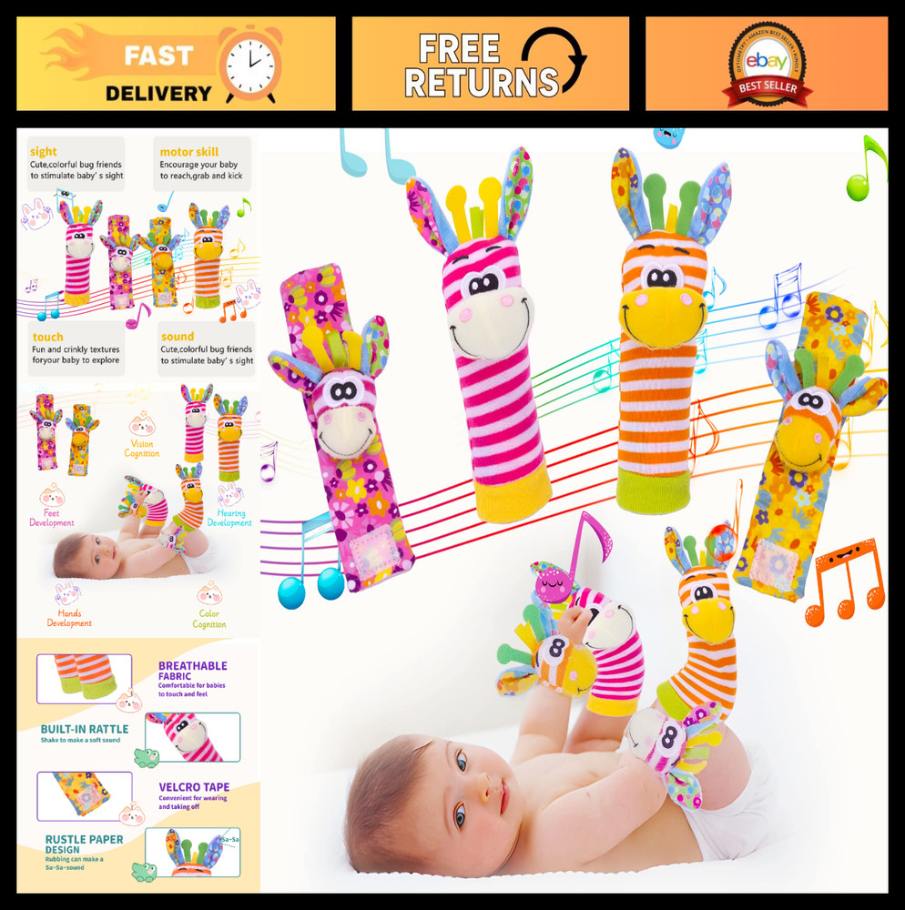 Soft Sensory Baby Socks Rattles Set – Cartoon Animal Toys for Infants 0-3 Years