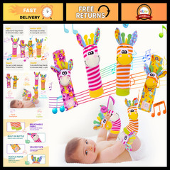 Soft Sensory Baby Socks Rattles Set – Cartoon Animal Toys for Infants 0-3 Years