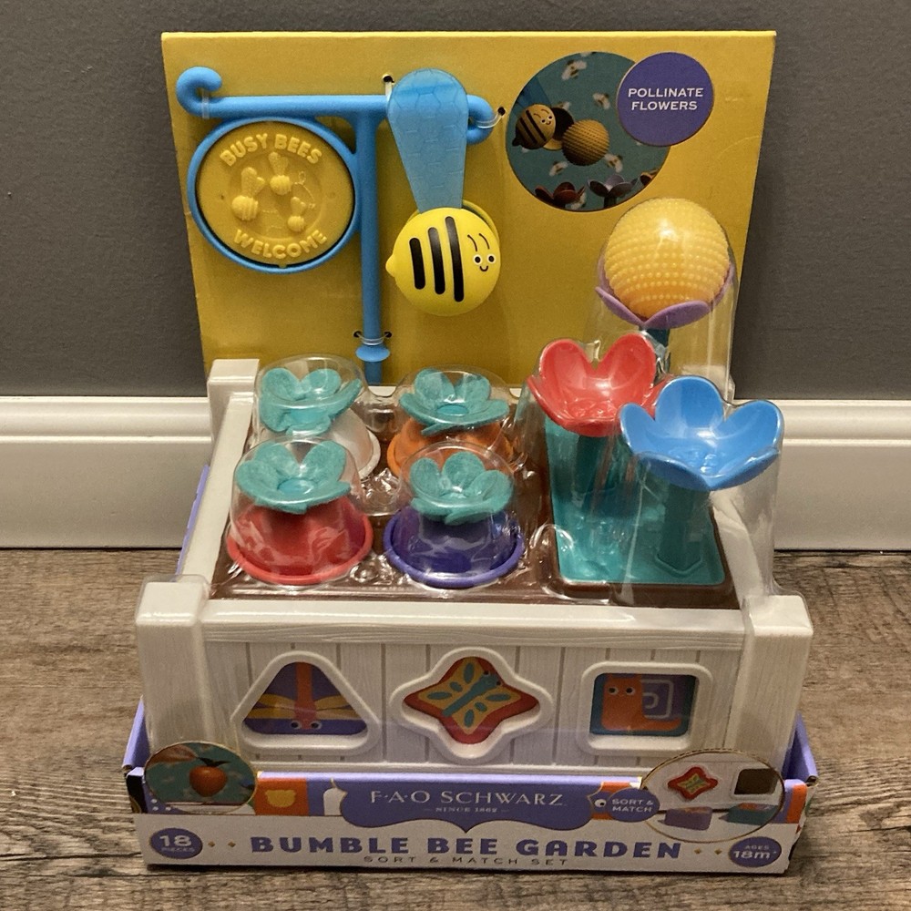 FAO Schwarz Bumble Busy Bee Garden Sort & Match Toy Set 18pc Ages 18m+ Brand New