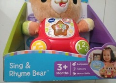New Vtech 6” Sing & Rhyme Bear Talks, Sings, Counts, English/Spanish-Sensory Toy