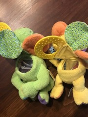 Infantino Frog/Duck Baby Toy Plush Crinkle Teether Rattle Sensory Development 7”