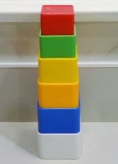 Vtg Baby Toddler NESTING STACKING CUBE BUILDING TOY 6 Small Plastic Square 1″ 2″