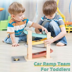 Car Ramp Toys for One Old Boy Birthday Gifts, Wooden Montessori Toys for 1 2…