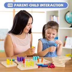 Wooden Montessori Number Blocks for Toddlers, Counting Peg Board for Kids Age…