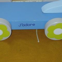 J’adore Wooden Dinosaur Pull Toy Blue Natural Wood Toddler Montessori Eco-Friend