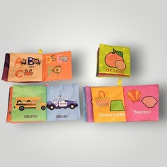 4 Cloth Baby Toddler Soft Books Fruits Vehicles Graphics Cognition Alphabet