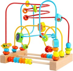 First Bead Maze Roller Coaster Wooden Educational Circle Toy for Toddlers