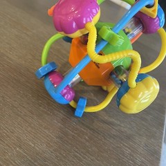 Plastic Twist Baby Rattle Grasping Toy Beads Swirl Pink Green Blue Yellow