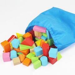 Montessori Solid Wood Large Building Block Set for Babies, Toddlers 100 pieces!