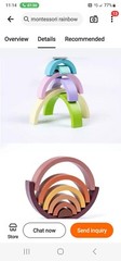 Wooden Rainbow Stacking Toy, Wood Rainbow Stacker Arch Game, Montessori Arch Br