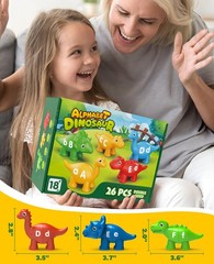 Edumoteso 26PCS Dinosaur Alphabet Learning Toys for 18M+, Montessori Educatio…