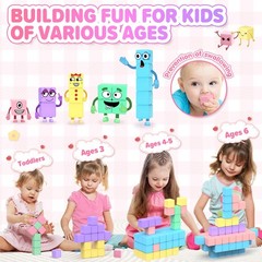 45Pcs Magnetic Blocks for Kids Ages 3-5,Magnetic Building Blocks for Toddlers Gi