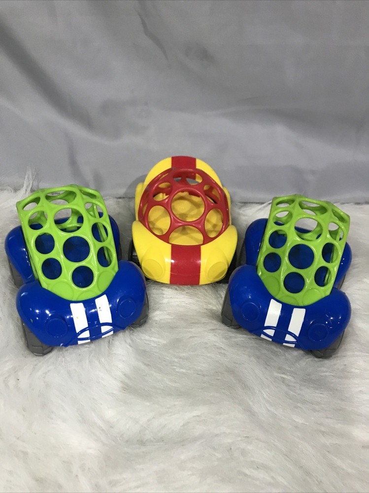 O Ball Go Grippers Cars Oball LOT Infant Toddler Rattle Blue Yellow Cute 54-24