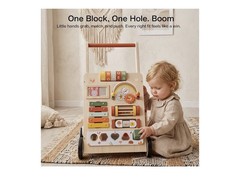 Wooden Baby Walker with Wheels, Baby Push Walker Activity Center for Babies 1…