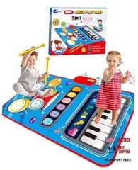 Toys for 1 Year Old Boy Gifts, Baby Musical Mat with Piano & Drum, Blue