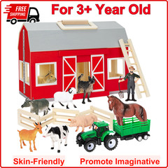Farm Animals Toys for 3+ Year Old Toddlers Girls Boys, Big Wooden Barn Farm New