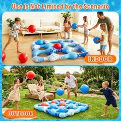 Inflatable Tic Tac Toe Pool Toys, Fun Swimming Pool Game, Floating Water Blue
